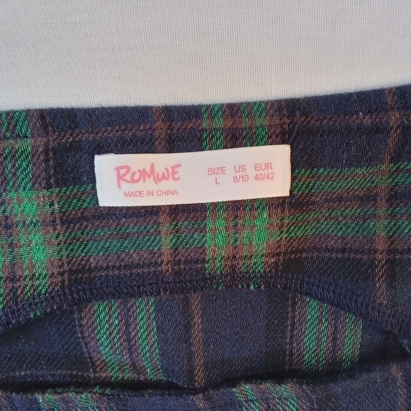 Romwe Plaid Overall Checkered Dress Size Large Green Dark Academia Preppy - Picture 9 of 14